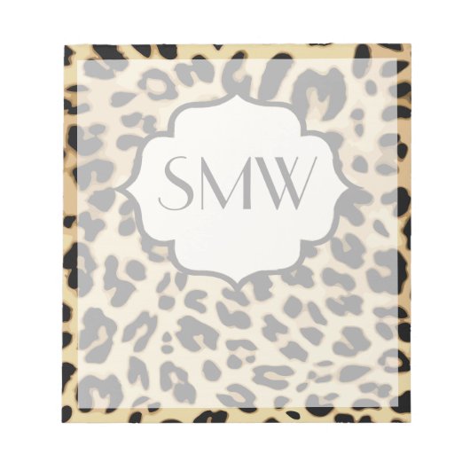 Sassy Leopard Print Mit Monogramm Notizblock (Vorderseite)