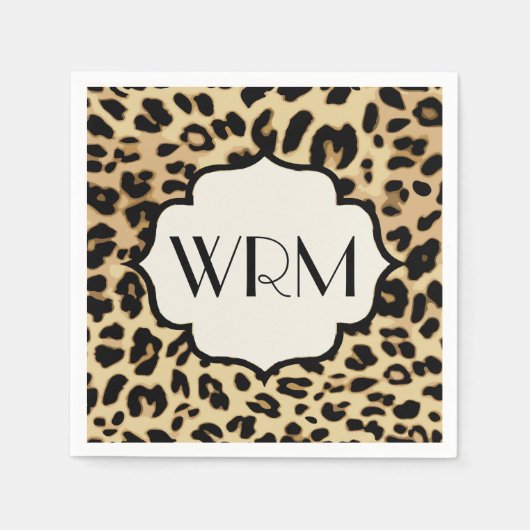 Sassy Leopard Print Mit Monogramm Serviette (Vorderseite)