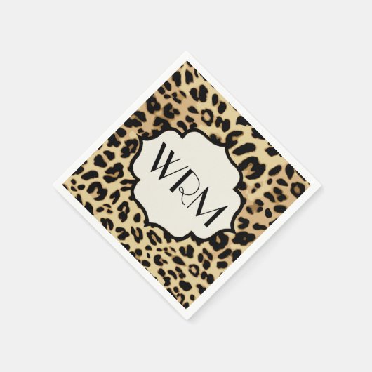 Sassy Leopard Print Mit Monogramm Serviette (Ecke)