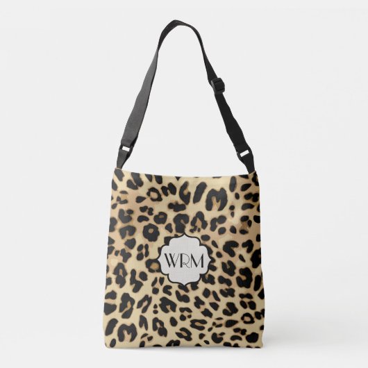 Sassy Leopard Print Mit Monogramm Tragetaschen Mit Langen Trägern (Rückseite)