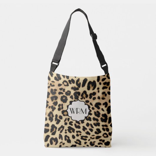 Sassy Leopard Print Mit Monogramm Tragetaschen Mit Langen Trägern (Vorderseite)