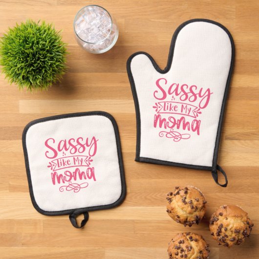 Sassy Like My Mama Personalized Kids Ofenhandschuh & Topflappen-Set (Oben Unten)