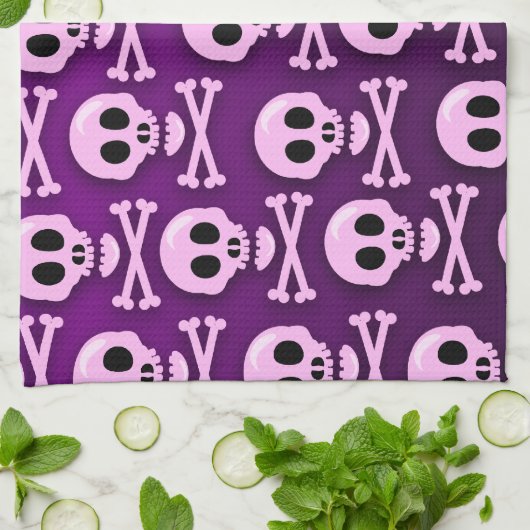 Sassy Lila Skull Geschirrtuch (Gefaltet)