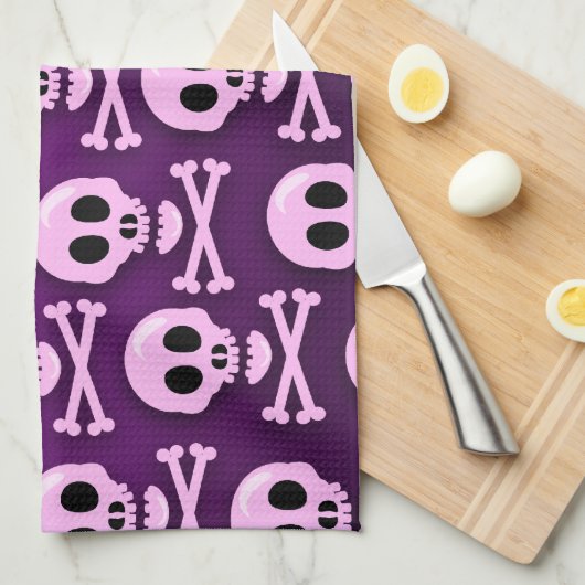 Sassy Lila Skull Geschirrtuch (Viertel Falte)