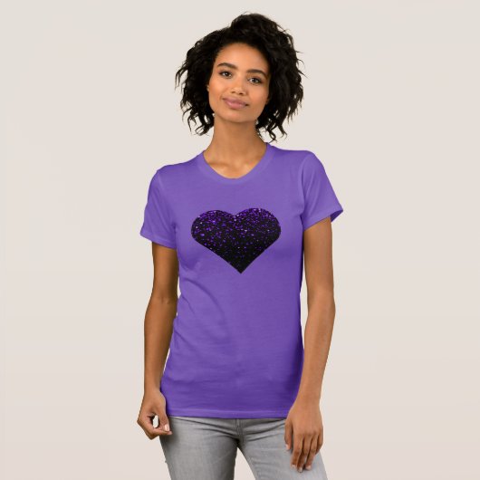 Sassy Mädchen-lila Glitzern-Herz-Liebe-T-Shirt T-Shirt (Vorne ganz)