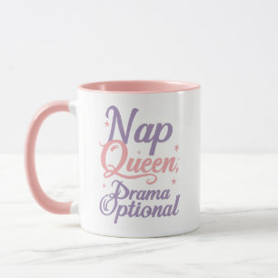 Sassy "Nap-Königin" Pastell-Typografie Tasse