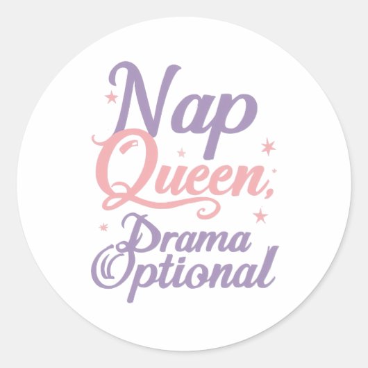 Sassy "Nap Queen" Pastel Typography Runder Aufkleber (Vorderseite)