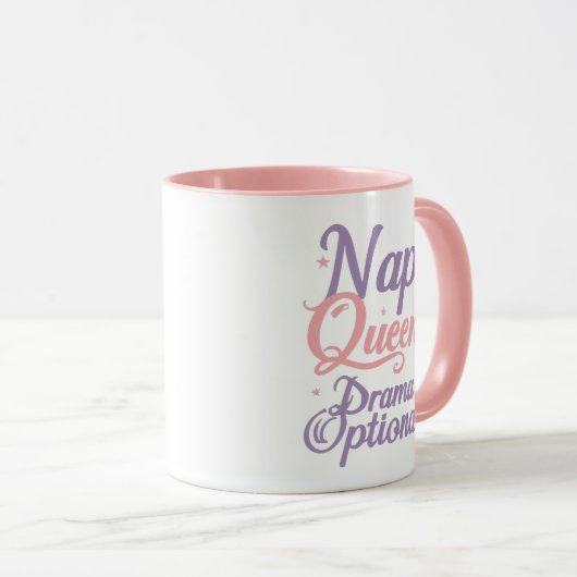 Sassy "Nap Queen" Pastel Typography Tasse (VorderseiteRechts)