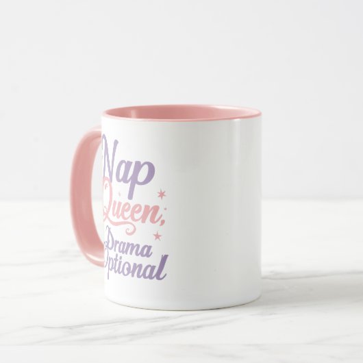 Sassy "Nap Queen" Pastel Typography Tasse (Vorderseite Links)