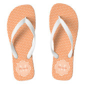 Sassy Orange Polka Dots Monogramm mit Namen Badesandalen (Fußbett)
