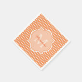 Sassy Orange Polka Dots Monogramm mit Namen Serviette (Ecke)