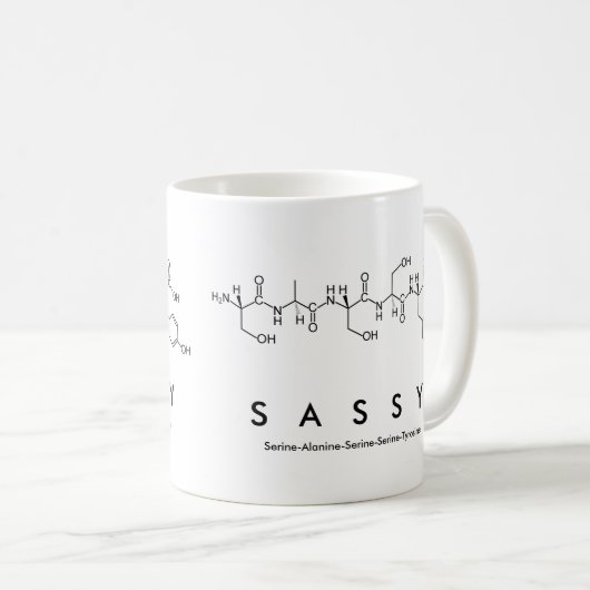 Sassy Peptidnamen-Tasse Kaffeetasse (VorderseiteRechts)