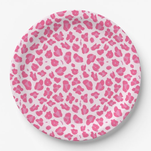 Sassy Pink auf rosa Leopard Print Pappteller (Vorderseite)