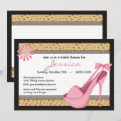 Sassy Pink Heels und Leopard Einladung (Vorne/Hinten)