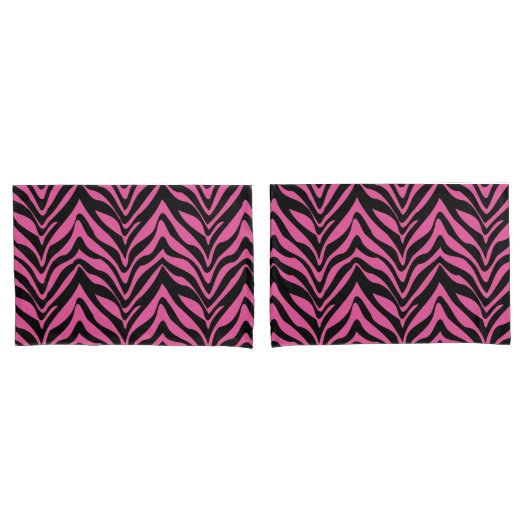 Sassy Pink und Black Zebra Streifen Kissenbezug (Vorderseite-Set)