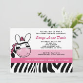 Sassy Pink Zebra Stripe Diva Baby Shower 12x18 Inv Einladung (Stehend Vorderseite)