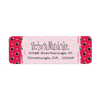 Sassy Polka Dots Return Address Label - Berry Pink