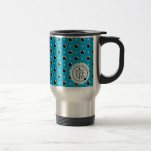 Sassy Polka-Punkt-Monogramm-Reise-Tasse - Aqua Reisebecher
