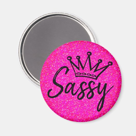 Sassy Princess - Black and Pink Glitz Crown Magnet (Vorderseite/Rückseite)