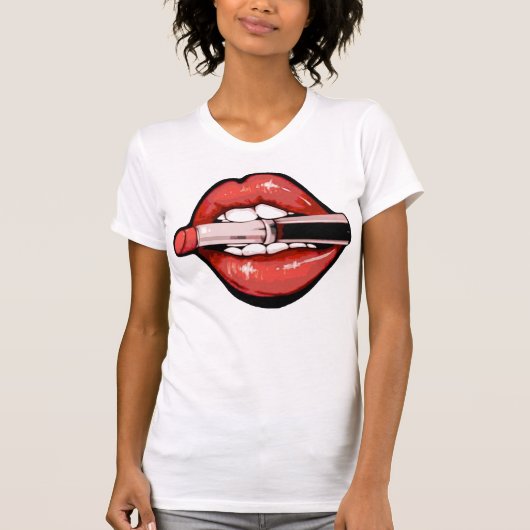 Sassy Red Lips Graphic Print T-Shirt (Vorderseite)