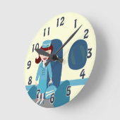 Sassy Retro Stewardess Runde Wanduhr (Winkel)