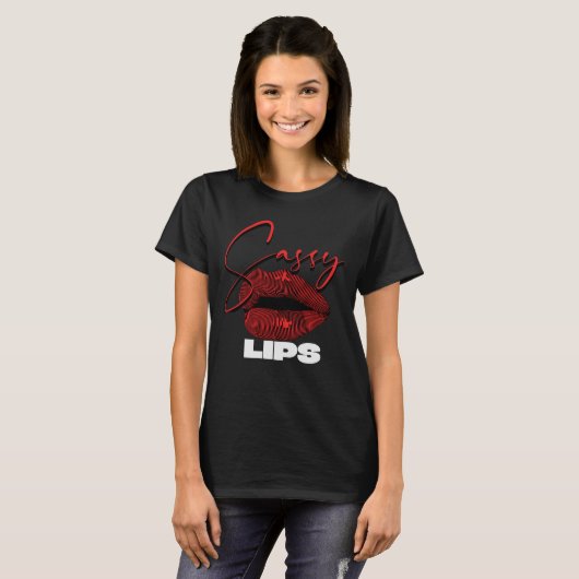 Sassy rote Lippen T-Shirt (Vorne ganz)