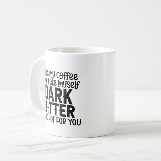 sassy sarcasm schwarze Typografie Kaffeetasse (Vorderseite Links)