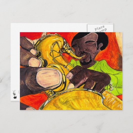 Sassy Sax Postkarte (Vorne/Hinten)