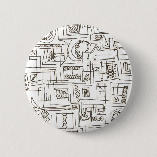 Sassy-Schwarz-Weiß-Abstrakt-Tinten-Doodle-Kunst Button