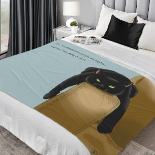 Sassy Schwarze Katze Lustiger Müder Humor Blau Fleecedecke