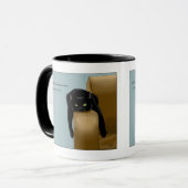 Sassy Schwarze Katze Lustiger müder Humor Blau Tasse (Vorderseite Links)