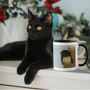 Sassy Schwarze Katze Lustiger müder Humor Blau Tasse