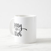 Sassy seit der Geburt Whimsikale Typografie Kaffeetasse (Vorderseite Links)