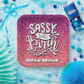 SASSY SEIT GEBURTSGEBURT GLITZER TYPOGRAPHIE PAPPTELLER (Party)