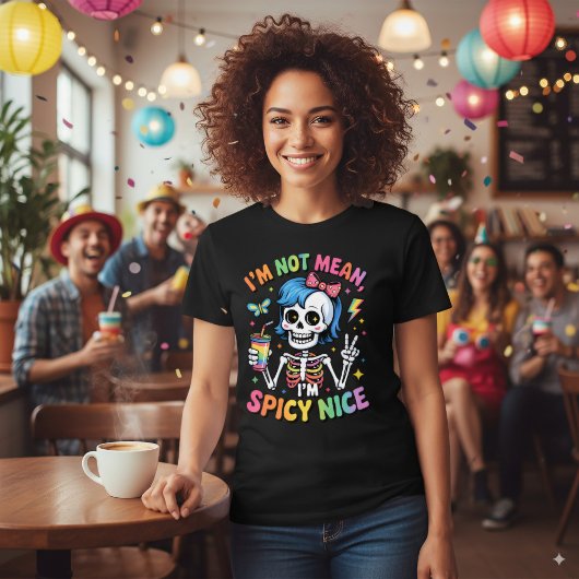 Sassy Skeleton Rainbow Spicy Nice Attitude Spaß T-Shirt