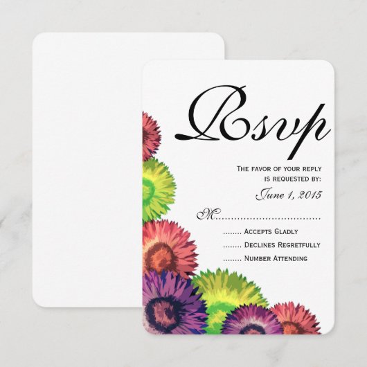 Sassy Spring Flowers Moderne Wedding RSVP Card (Vorne/Hinten)