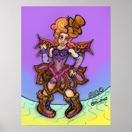 Sassy Steampunk Lady mit Top Hut und Flügel Art Poster