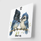 Sassy Steller-Jay Quadratische Wanduhr (Winkel)