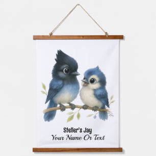Sassy Steller-Jay Wandteppich Mit Holzrahmen