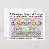 Sassy Strawberry Spring Martini Rezept Card Postkarte (Vorne/Hinten)