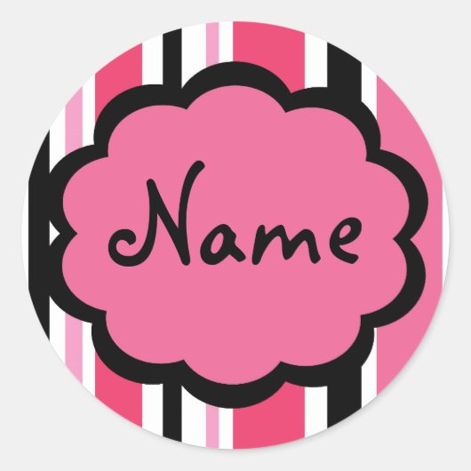 Sassy Stripe Pink und Black Sticker (Vorderseite)