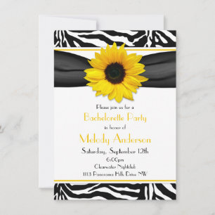 Sassy Sunflower Zebra Print Junggeselinnen-Abschie Einladung