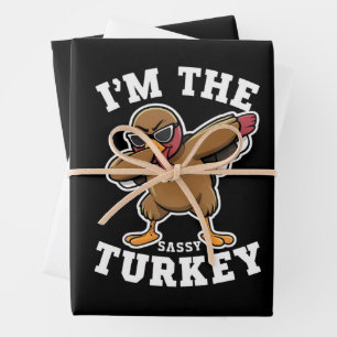 Sassy Truthahn passende Familie Thanksgiving-Party Geschenkpapier Set