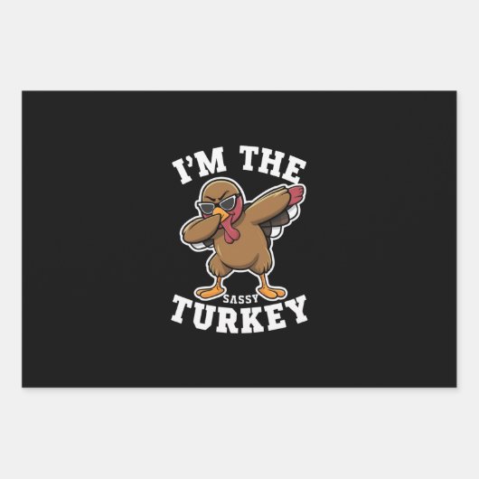 Sassy Turkey Matching Family Erntedank Party Geschenkpapier Set (Vorderseite)