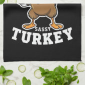 Sassy Turkey Matching Family Erntedank Party Geschirrtuch (Gefaltet)