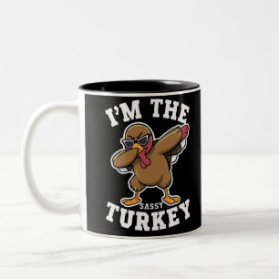 Sassy Turkey Matching Family Erntedank Party Zweifarbige Tasse