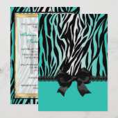 Sassy Türkis Zebra Einladung mit Bow (Vorne/Hinten)