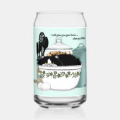 Sassy Tuxedo-Katze Vintage-Schüssel Aqua Retro-Küc Dosenglas (Rückseite)