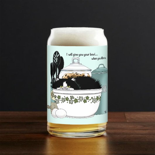 Sassy Tuxedo-Katze Vintage-Schüssel Aqua Retro-Küc Dosenglas