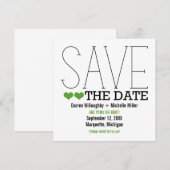 Sassy Typografy Save the Date einladen, Green (Vorne/Hinten)